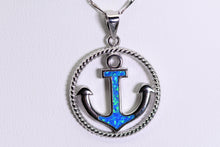 Load image into Gallery viewer, Sterling and opal anchor necklace